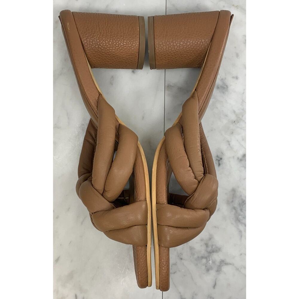 Kaanas Bekasi Sandals 7 Coffee Knot Leather Rope Slip On 2.75" Block Heel EUC - Picture 4 of 13